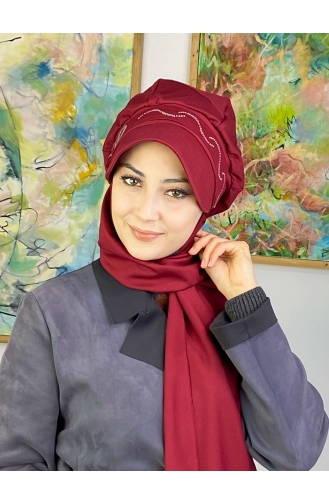 Dark Claret Red Ready to wear Turban 2TŞŞAP27OCK-09