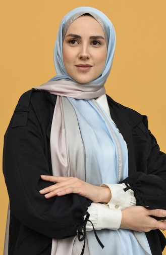 Degrade Desen Dora Saten Seri Şal Eşarp Askısı İle Birlikte 75X200 Bebemavi Pembe