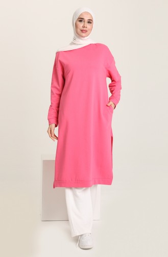 Bisiklet Yaka Sweatshirt 3022-08 Fuşya