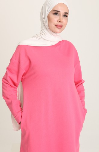 Bisiklet Yaka Sweatshirt 3022-08 Fuşya