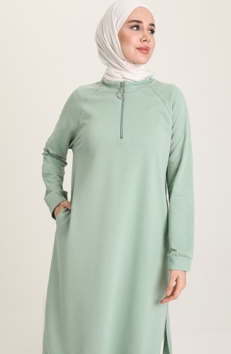 Fermuarlı Sweatshirt 3023-14 Çağla Yeşili