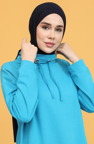 Kapüşonlu Sweatshirt 3024-14 Turkuaz