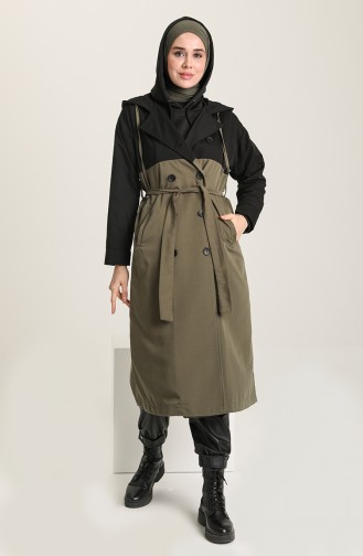 Khaki Trench Coats Models 1121-02