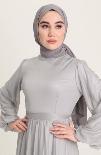 Grau Hijab-Abendkleider 5541-01