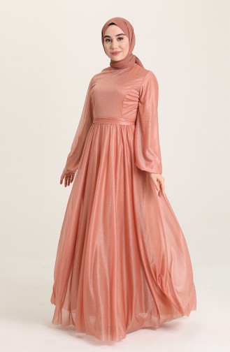 Onion Peel Hijab Evening Dress 5541-03