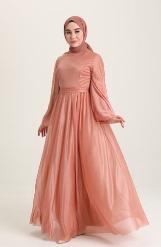 Onion Peel Hijab Evening Dress 5541-03