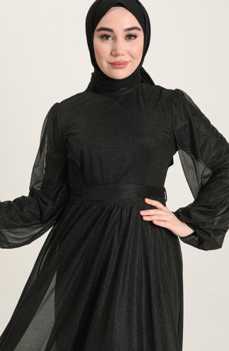 Black Hijab Evening Dress 5541-05