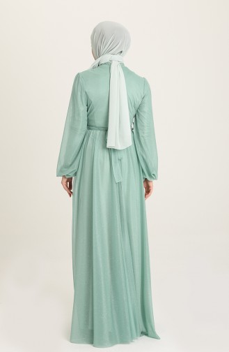Mint Green Hijab Evening Dress 5541-06