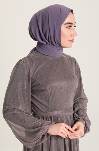 Simli Abiye Elbise 5541-07 Koyu Gül Kurusu