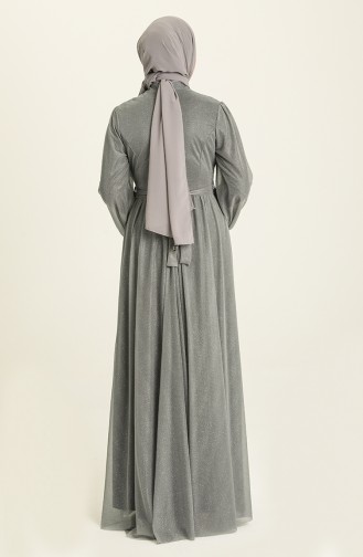 Dark Gray Hijab Evening Dress 5541-10