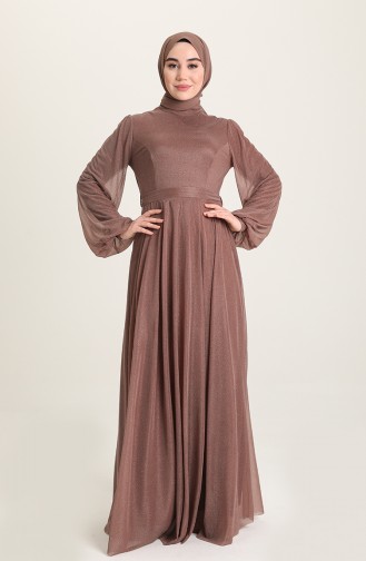 Brown Hijab Evening Dress 5541-11