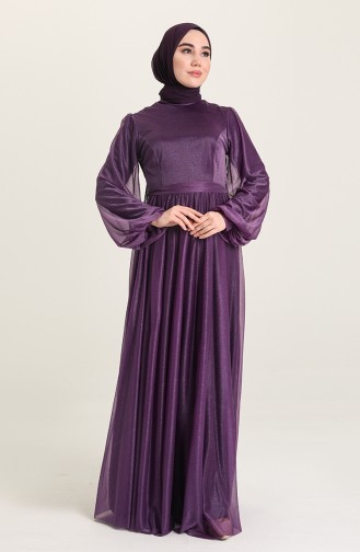 Purple Hijab Evening Dress 5541-12