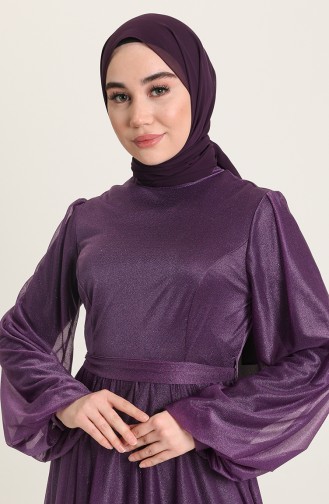 Purple Hijab Evening Dress 5541-12