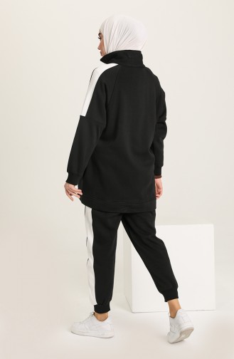 Fermuarlı Tunik Pantolon Takım 1131-01 Siyah