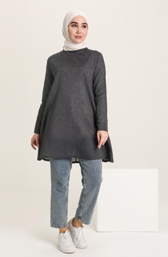 Pamuklu Basic Çan Tunik 7007-04 Füme