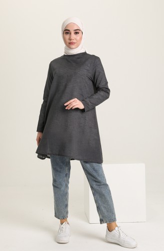 Pamuklu Basic Çan Tunik 7007-04 Füme