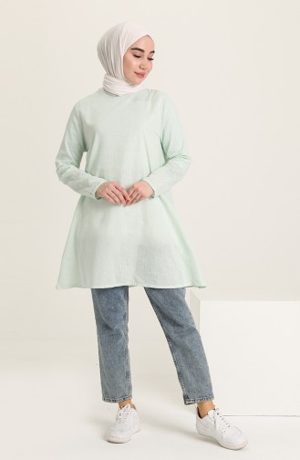 Pamuklu Basic Çan Tunik 7007-07 Mint Yeşili