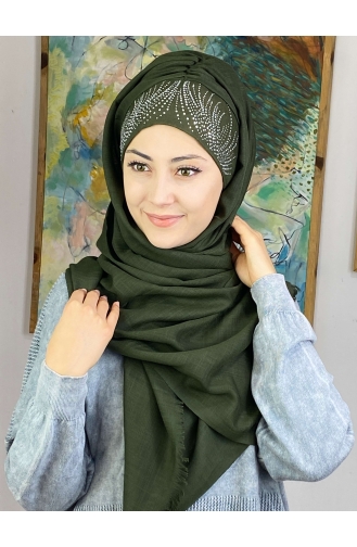 İhtişamlı Model Hazır Türban 23ŞBTTHZŞL23-02 Koyu Haki