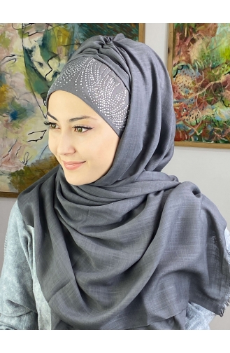 Gray Ready to Wear Turban 23ŞBTTHZŞL23-05