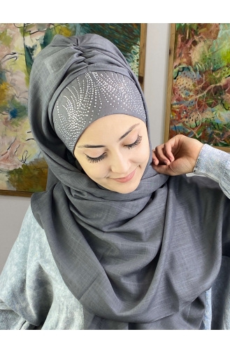 Gray Ready to Wear Turban 23ŞBTTHZŞL23-05