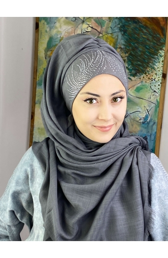 Gray Ready to Wear Turban 23ŞBTTHZŞL23-05