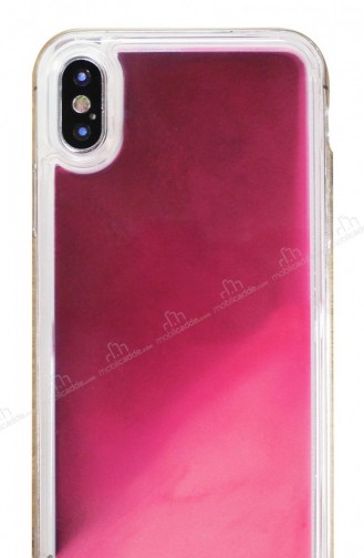 İphone X Xs Neon Kumlu Pembe Silikon Kılıf