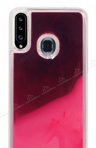 Samsung Galaxy A20S Neon Kumlu Pembe Silikon Kılıf