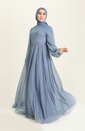 Blau Hijab-Abendkleider 5541-09