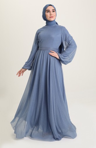 Blau Hijab-Abendkleider 5541-09