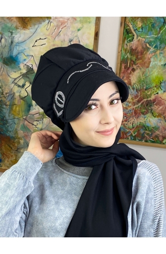 Schwarz Praktischer Turban 42ŞBTTHZŞL42-01