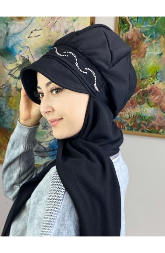 Schwarz Praktischer Turban 42ŞBTTHZŞL42-01