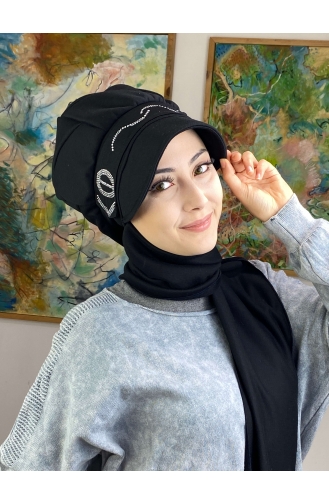 Schwarz Praktischer Turban 42ŞBTTHZŞL42-01