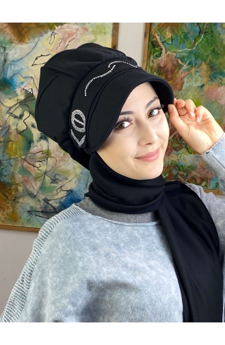 Schwarz Praktischer Turban 42ŞBTTHZŞL42-01