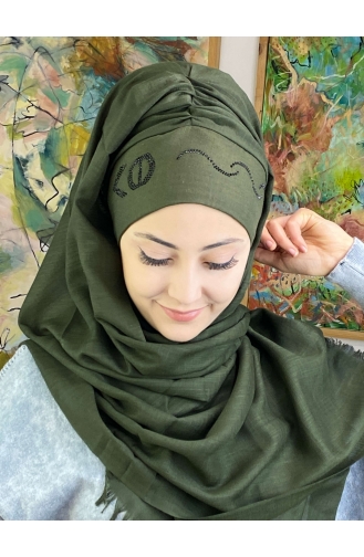 Dark Khaki Ready to Wear Turban 40ŞBTTHZŞL40-01