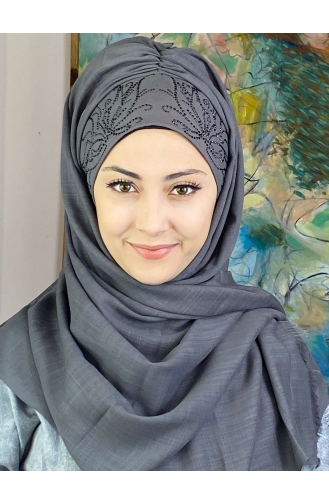 Gray Ready to Wear Turban 33ŞBTTHZŞL33-01
