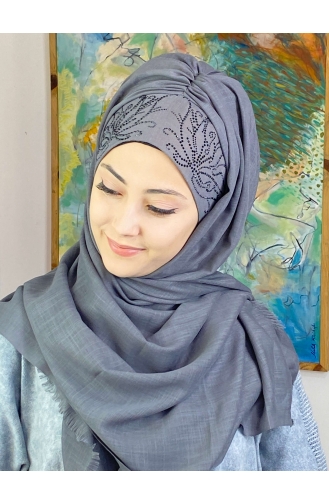 Gray Ready to Wear Turban 33ŞBTTHZŞL33-01
