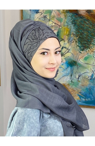 Gray Ready to Wear Turban 33ŞBTTHZŞL33-01
