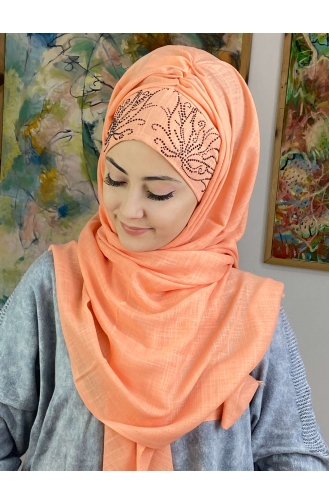 Peach Pink Ready to Wear Turban 33ŞBTTHZŞL33-02