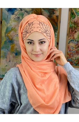 Pinkish Orange Ready to wear Turban 33ŞBTTHZŞL33-02