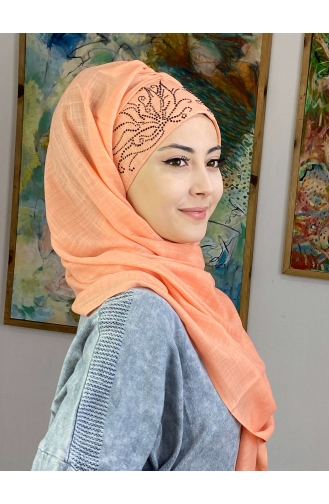 Peach Pink Ready to Wear Turban 33ŞBTTHZŞL33-02