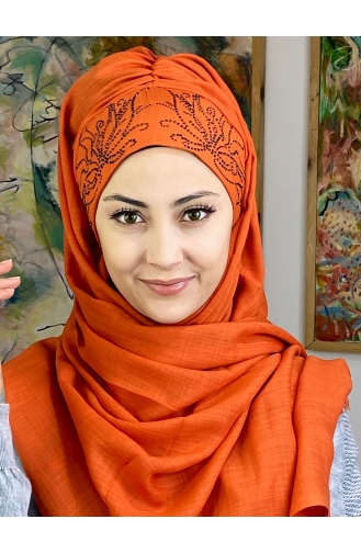 Orange Praktischer Turban 33ŞBTTHZŞL33-03