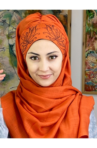 Orange Ready to wear Turban 33ŞBTTHZŞL33-03