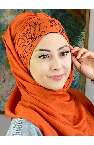 Orange Ready to Wear Turban 33ŞBTTHZŞL33-03