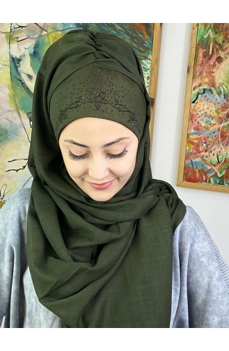 Dunkel Khaki Praktischer Turban 11ŞBTTHZŞL11-01