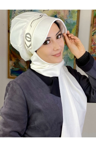 White Ready to Wear Turban 1TŞŞAP27OCK-05