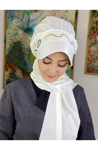 White Ready to wear Turban 1TŞŞAP27OCK-05