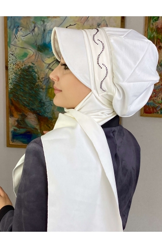 White Ready to wear Turban 1TŞŞAP27OCK-05