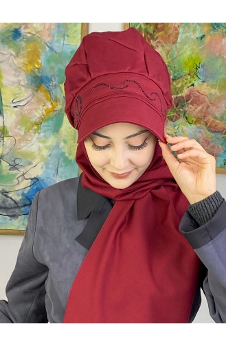 Dark Claret Red Ready to Wear Turban 1TŞŞAP27OCK-09