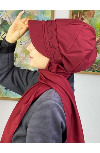 Dark Claret Red Ready to Wear Turban 1TŞŞAP27OCK-09
