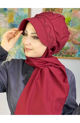 Dark Claret Red Ready to Wear Turban 1TŞŞAP27OCK-09